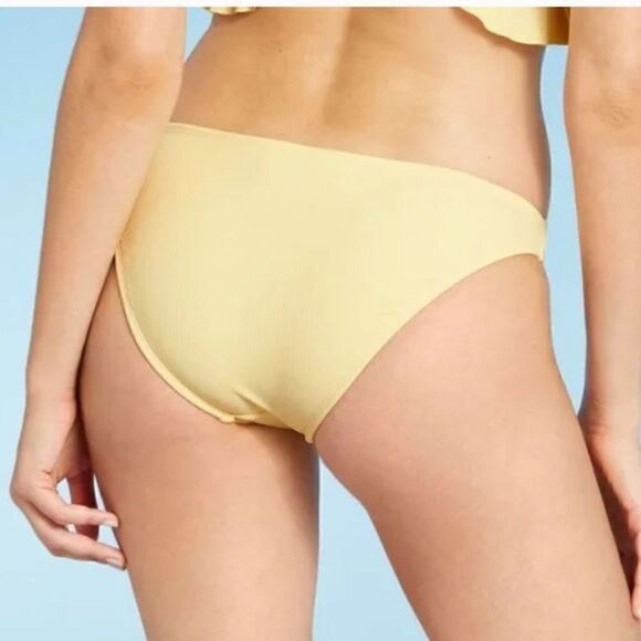 Xhilaration Yellow Ribbed Swim Bottoms, Size XL (12-14), NWT - Picture 2 of 9